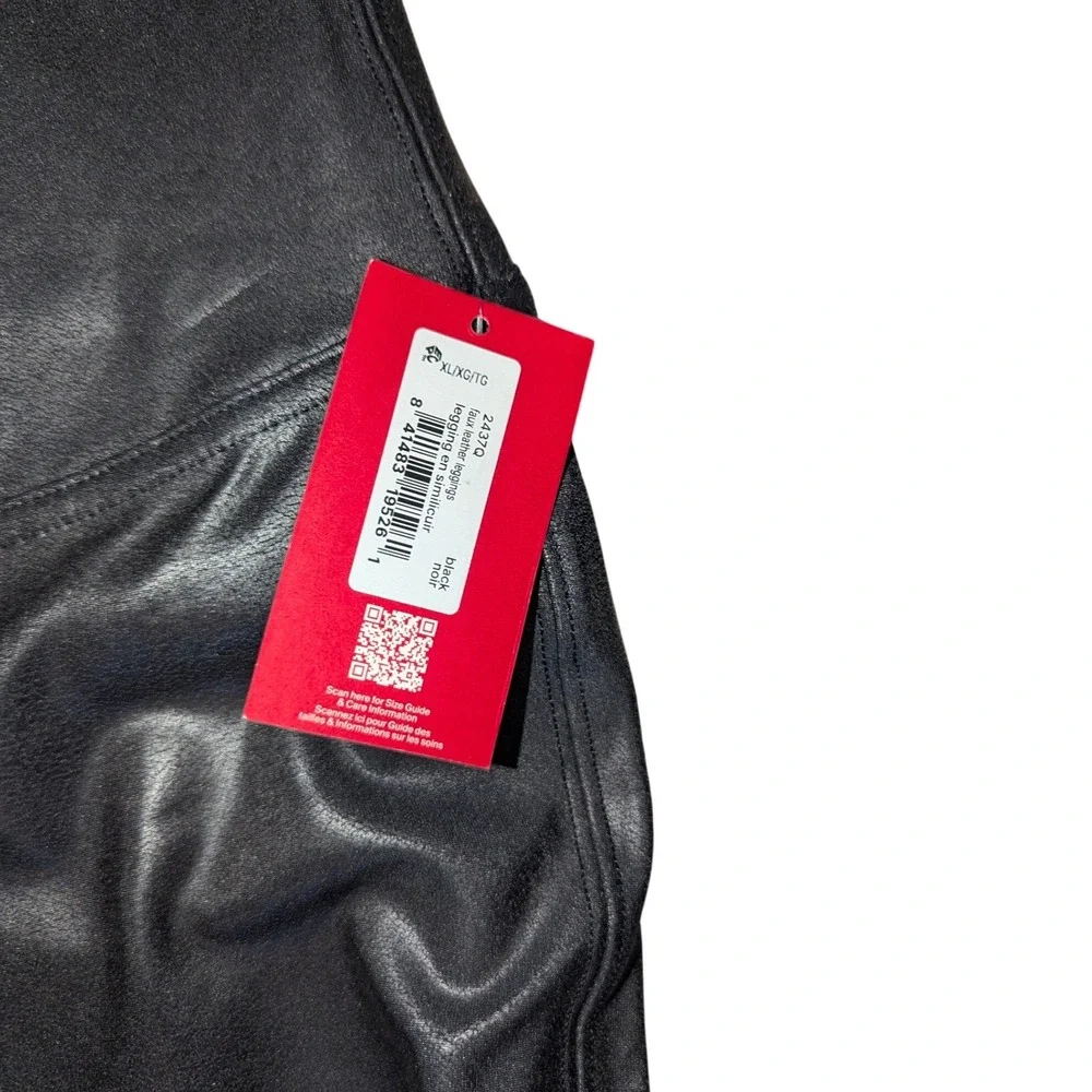 Spanx Faux Leather Leggings Black High Waisted Slimming Chic Womens XL 2437Q NEW